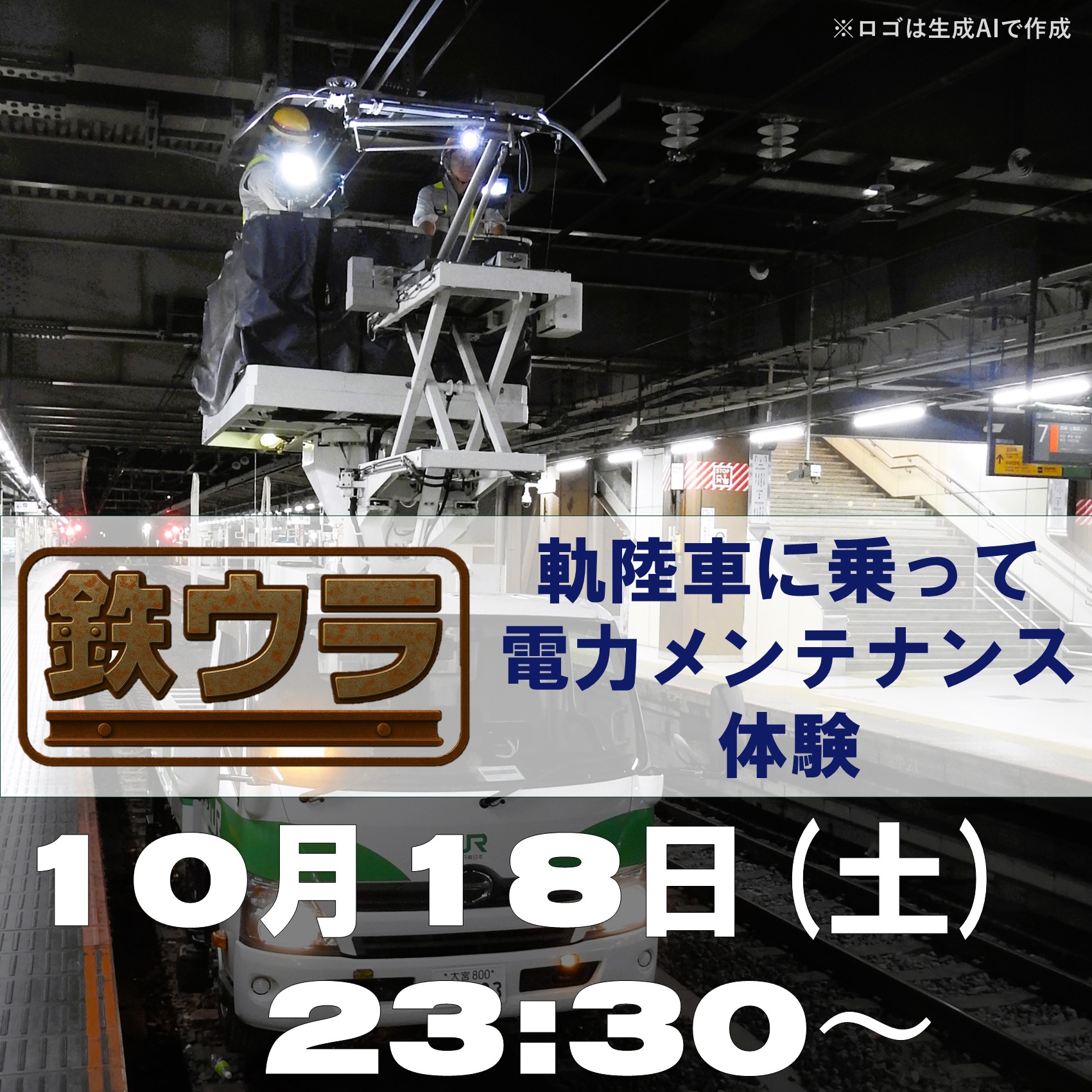 【鉄ウラ】特殊な車両「軌陸車(きりくしゃ)」に乗って夜の線路で電力メンテナンス体験 ＠大宮電力設備技術センター